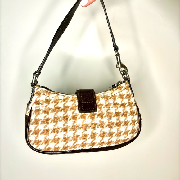 Vintage Y2K Coach Wool Houndstooth Demi Buckle Handbag Purse - Picture 4 of 11